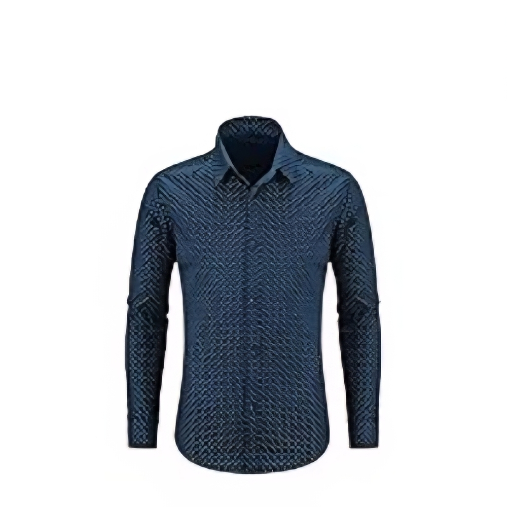 Men's Blue Textured Dress Shirt Xl